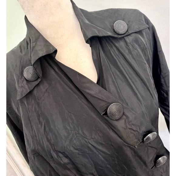 Vintage 1950's housewife dress fit & flare black button down front Small - Picture 9 of 13